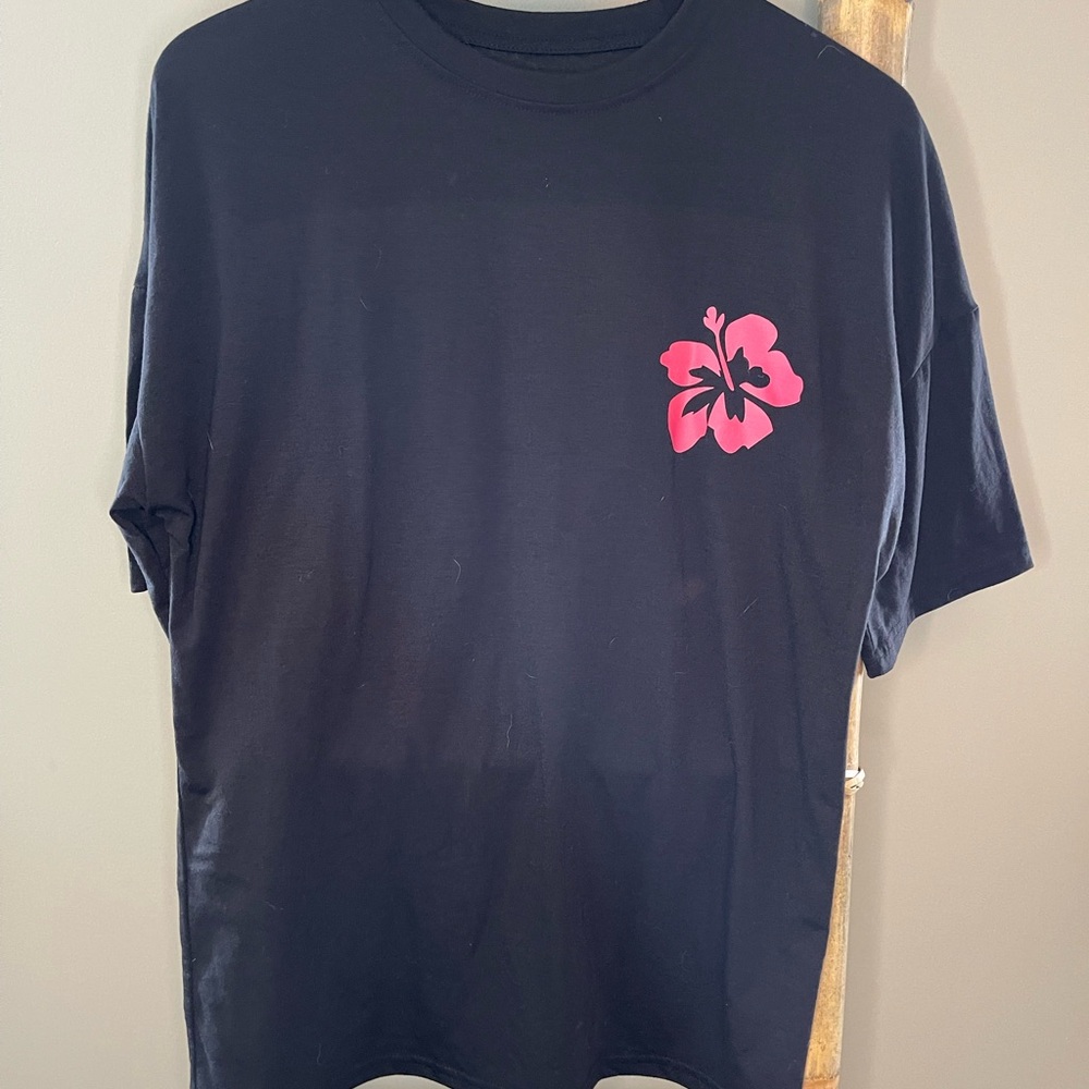 SHEIN Black Top with Pink Floral Accents